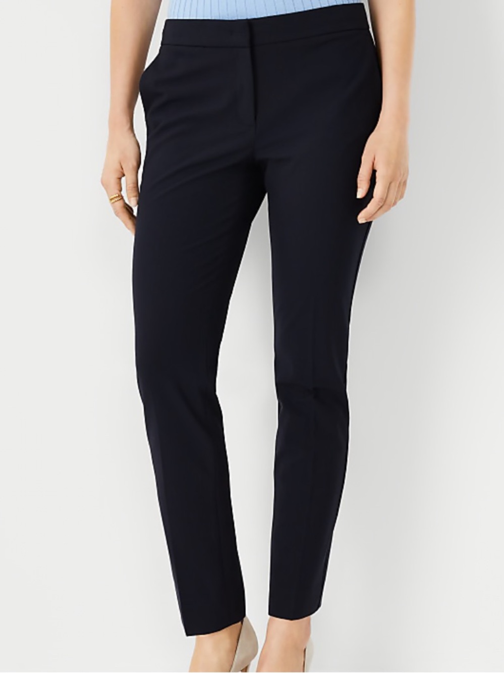 Ann Taylor Navy Cropped Stretch Ankle Pants